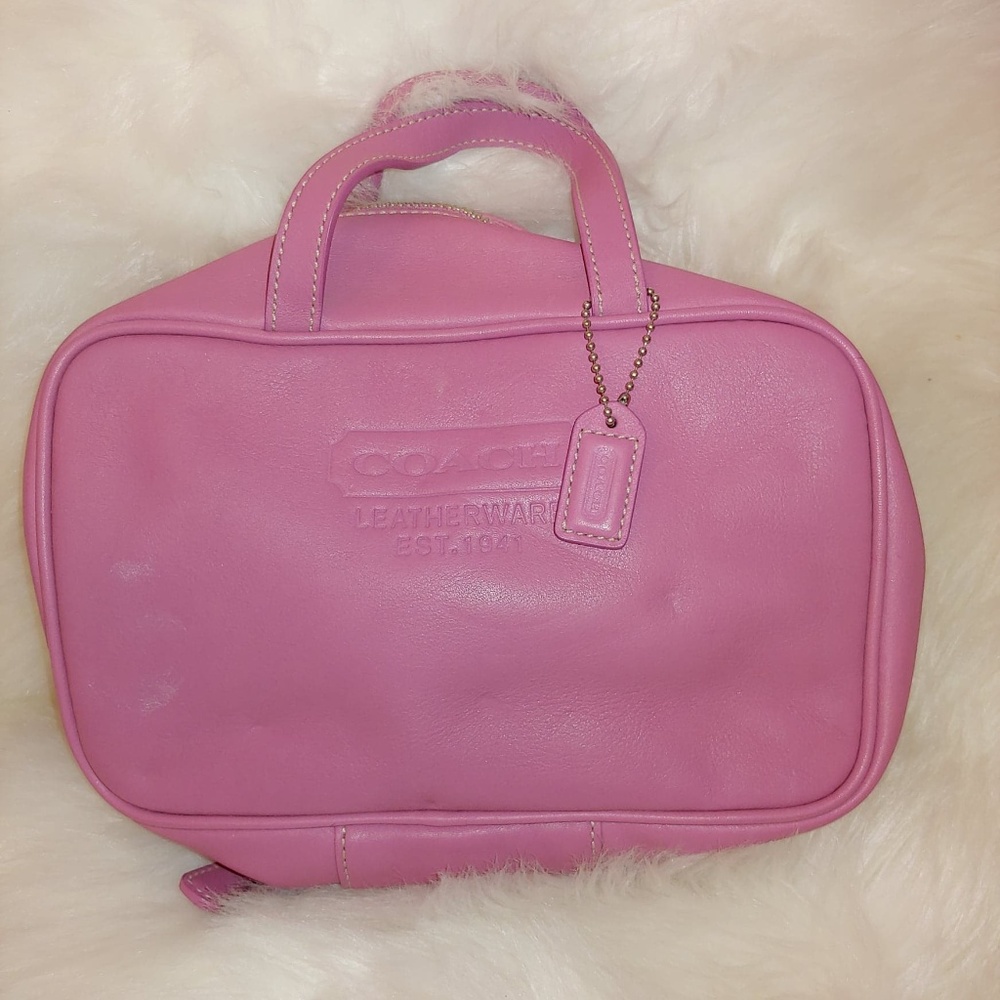Coach Pink Leather Travel Cosmetic Toiletr…
